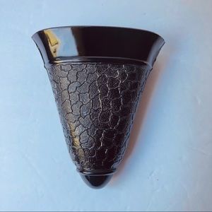 Antique Black Glass Wall Pocket Vase
